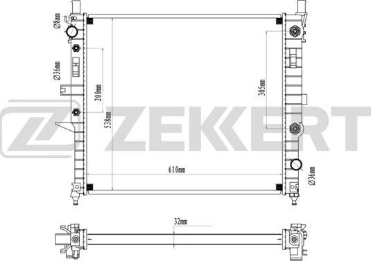 Zekkert MK-1571 - Радиатор, охлаждение двигателя autospares.lv