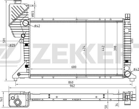 Zekkert MK-1038 - Радиатор, охлаждение двигателя autospares.lv