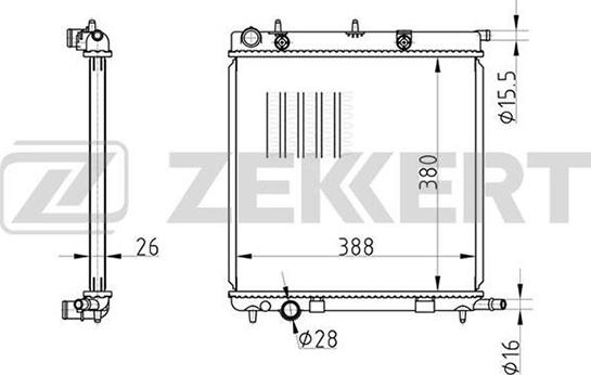 Zekkert MK-1074 - Радиатор, охлаждение двигателя autospares.lv