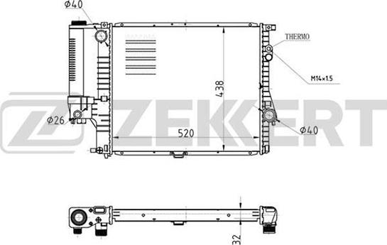 Zekkert MK-1072 - Радиатор, охлаждение двигателя autospares.lv