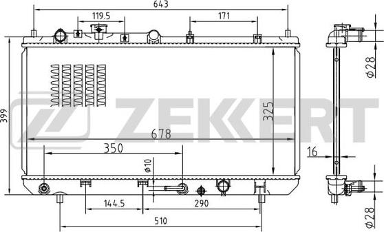 Zekkert MK-1393 - Радиатор, охлаждение двигателя autospares.lv