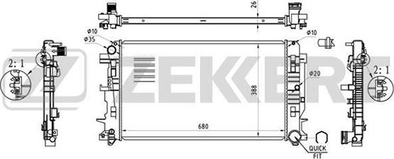 Zekkert MK-1355 - Радиатор, охлаждение двигателя autospares.lv