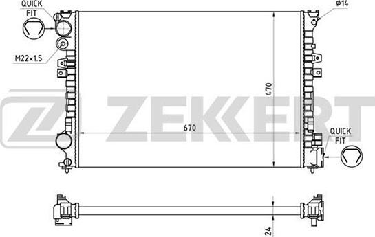 Zekkert MK-1306 - Радиатор, охлаждение двигателя autospares.lv