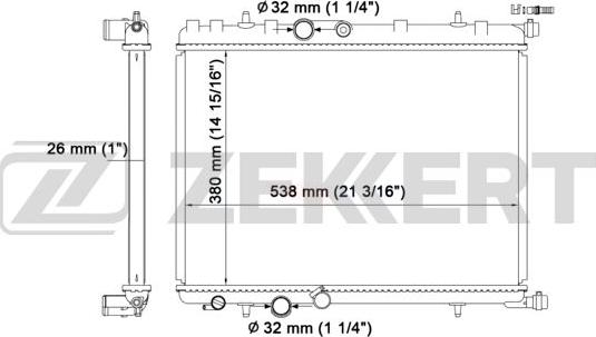 Zekkert MK-1214 - Радиатор, охлаждение двигателя autospares.lv