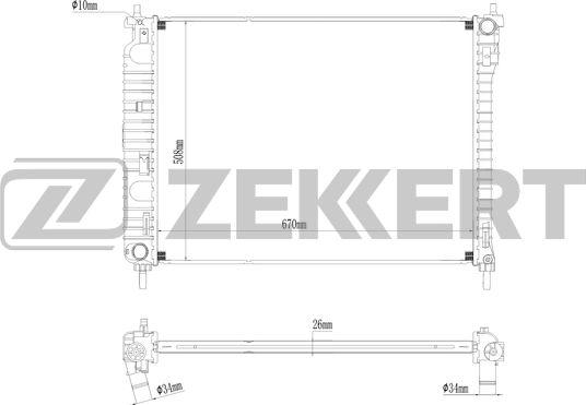 Zekkert MK-1277 - Радиатор, охлаждение двигателя autospares.lv