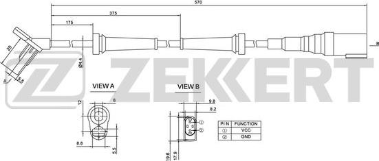 Zekkert SE-6054 - Датчик ABS, частота вращения колеса autospares.lv