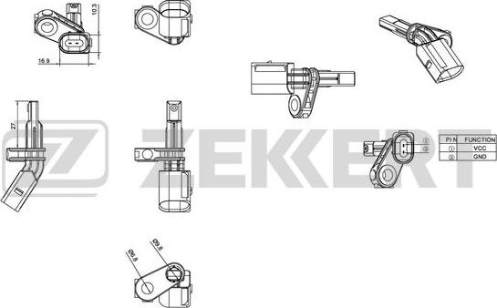 Zekkert SE-6008 - Датчик ABS, частота вращения колеса autospares.lv