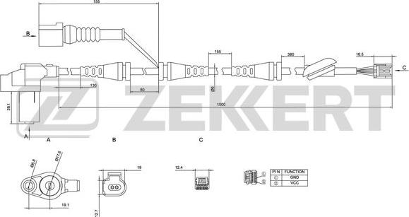 Zekkert SE-6019 - Датчик ABS, частота вращения колеса autospares.lv