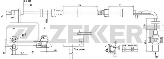Zekkert SE-6150 - Датчик ABS, частота вращения колеса autospares.lv