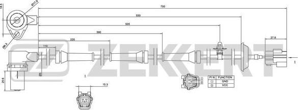 Zekkert SE-6117 - Датчик ABS, частота вращения колеса autospares.lv
