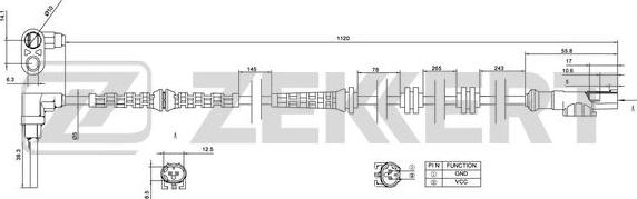 Zekkert SE-6176 - Датчик ABS, частота вращения колеса autospares.lv