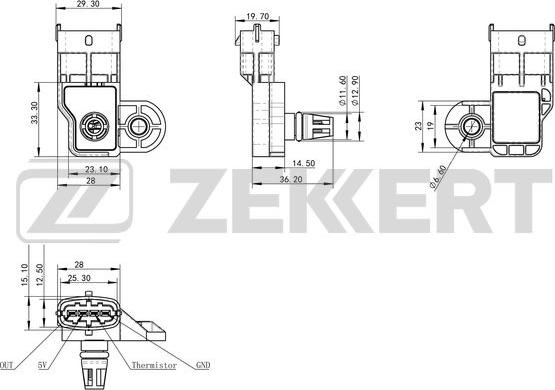 Zekkert SE-1040 - Датчик, давление во впускной трубе autospares.lv