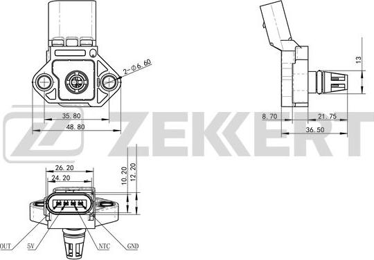 Zekkert SE-1035 - Датчик, давление во впускной трубе autospares.lv