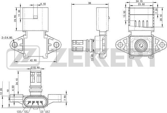 Zekkert SE-1038 - Датчик, давление во впускной трубе autospares.lv