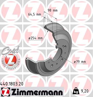 Zimmermann 440.1803.20 - Тормозной барабан autospares.lv