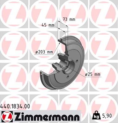 Zimmermann 440.1834.00 - Тормозной барабан autospares.lv