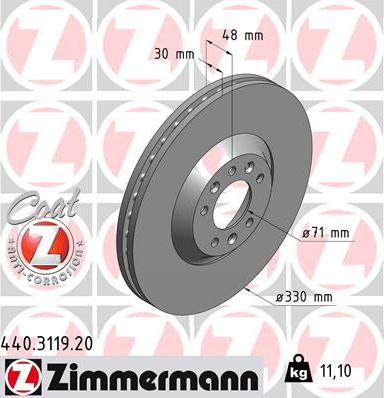 Zimmermann 440.3119.20 - Тормозной диск autospares.lv