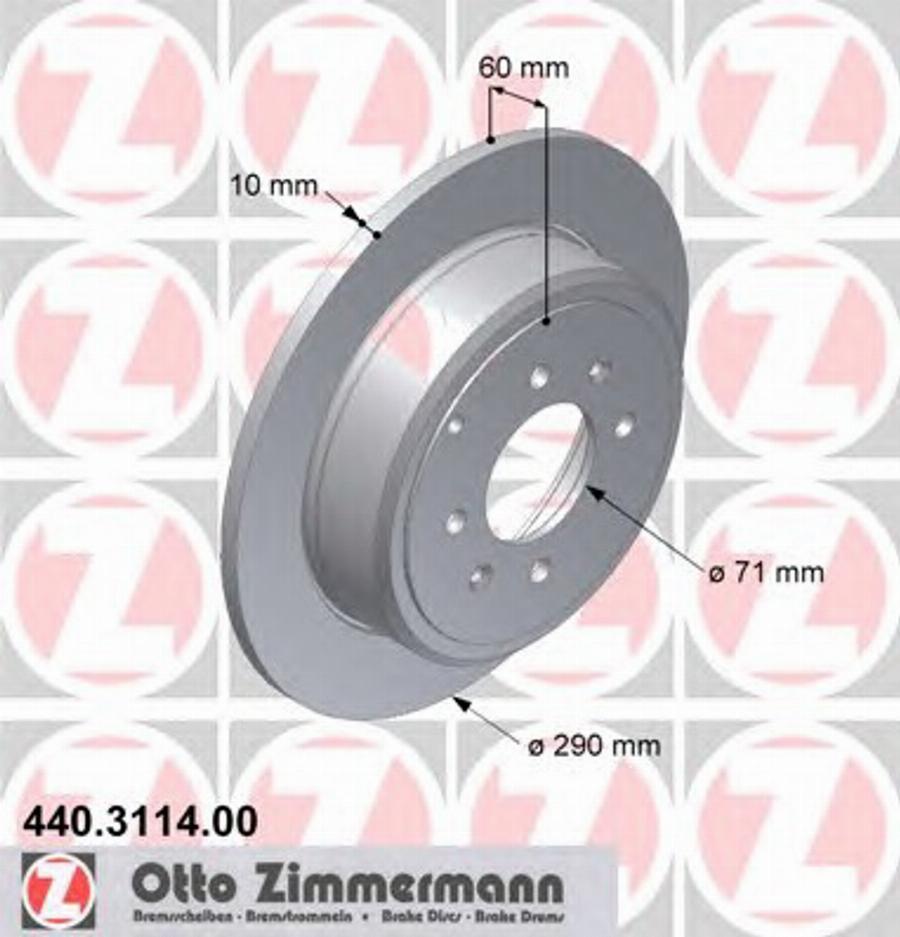 Zimmermann 440.3114.00 - Тормозной диск autospares.lv