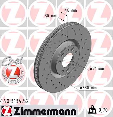 Zimmermann 440.3134.52 - Тормозной диск autospares.lv