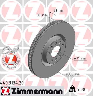 Zimmermann 440.3134.20 - Тормозной диск autospares.lv