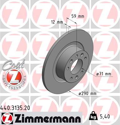 Zimmermann 440.3135.20 - Тормозной диск autospares.lv