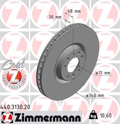 Zimmermann 440.3130.20 - Тормозной диск autospares.lv