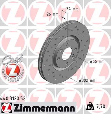 Zimmermann 440.3120.52 - Тормозной диск autospares.lv