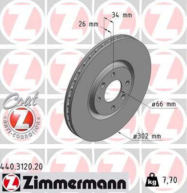 Zimmermann 440.3120.20 - Тормозной диск autospares.lv