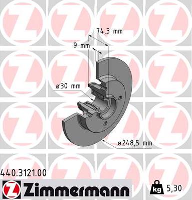 Zimmermann 440.3121.00 - Тормозной диск autospares.lv
