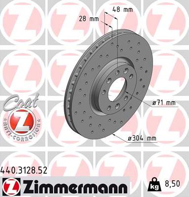 Zimmermann 440.3128.52 - Тормозной диск autospares.lv
