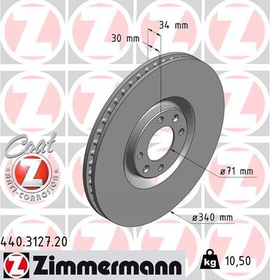 Zimmermann 440.3127.20 - Тормозной диск autospares.lv