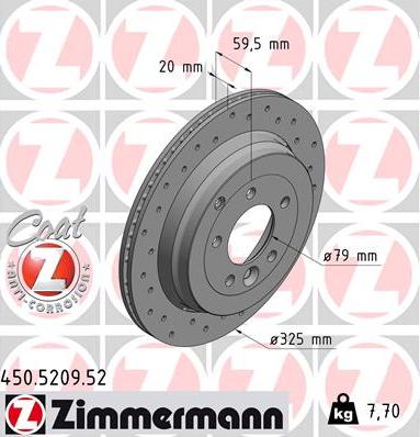 Zimmermann 450.5209.52 - Тормозной диск autospares.lv