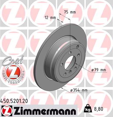 Zimmermann 450.5201.20 - Тормозной диск autospares.lv