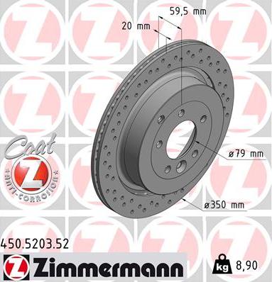 Zimmermann 450.5203.52 - Тормозной диск autospares.lv