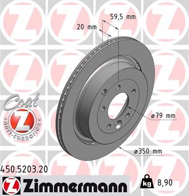 Zimmermann 450.5203.20 - Тормозной диск autospares.lv