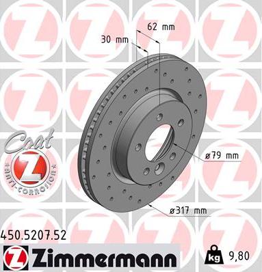 Zimmermann 450.5207.52 - Тормозной диск autospares.lv