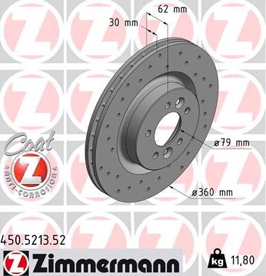 Zimmermann 450.5213.52 - Тормозной диск autospares.lv