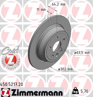 Zimmermann 450.5217.20 - Тормозной диск autospares.lv