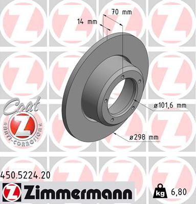 Zimmermann 450.5224.20 - Тормозной диск autospares.lv