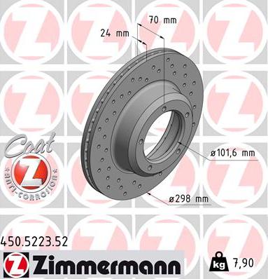 Zimmermann 450.5223.52 - Тормозной диск autospares.lv