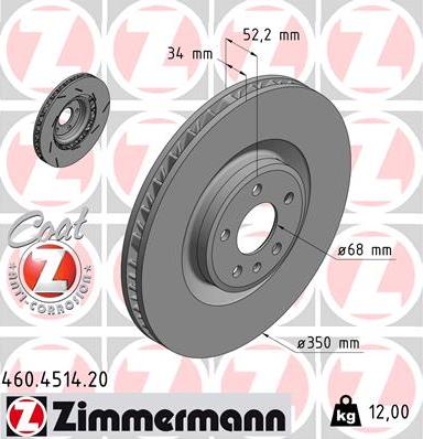 Zimmermann 460.4514.20 - Тормозной диск autospares.lv