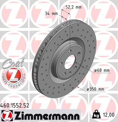 Zimmermann 460.1553.52 - Тормозной диск autospares.lv