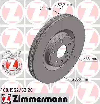 Zimmermann 460.1552.20 - Тормозной диск autospares.lv