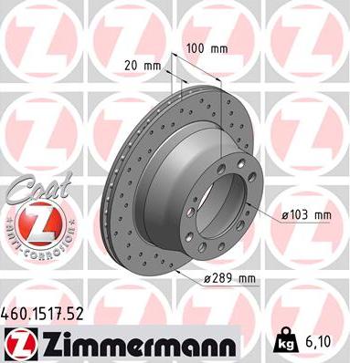 Zimmermann 460.1517.52 - Тормозной диск autospares.lv