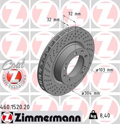 Zimmermann 460.1520.20 - Тормозной диск autospares.lv