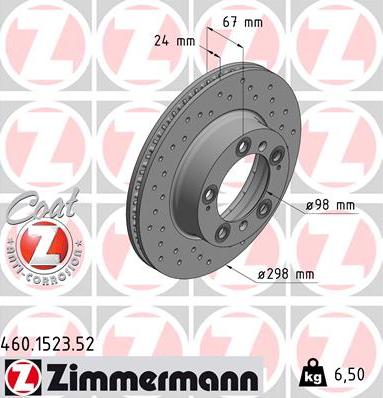 Zimmermann 460.1523.52 - Тормозной диск autospares.lv