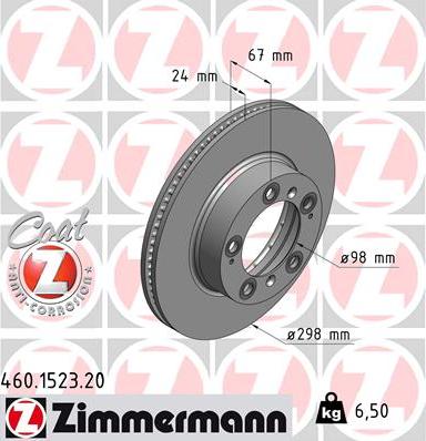 Zimmermann 460.1523.20 - Тормозной диск autospares.lv