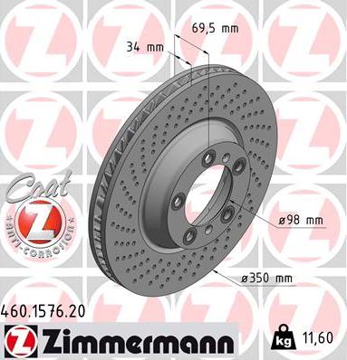 Zimmermann 460.1576.20 - Тормозной диск autospares.lv