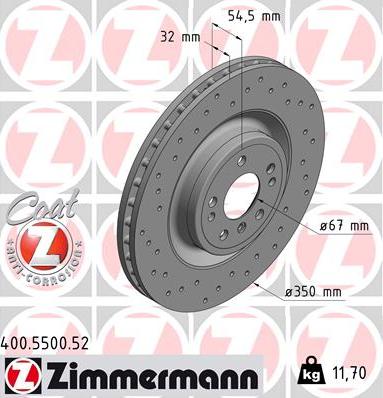 Zimmermann 400.5500.52 - Тормозной диск autospares.lv