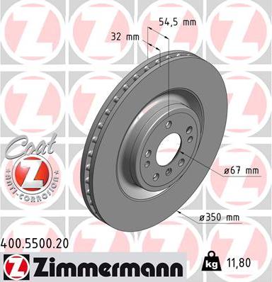Zimmermann 400.5500.20 - Тормозной диск autospares.lv